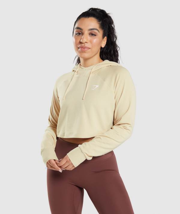 Damske Mikiny S Kapucňou Gymshark Training Cropped Hnede | AR5047928